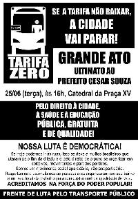 Frente de Luta pelo Transporte Público volta às ruas de Florianópolis nesta terça