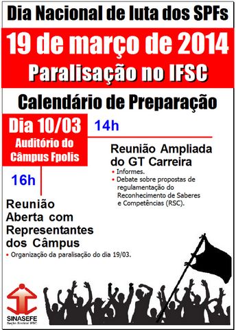 Reuniões no dia 10 vão discutir RSC e paralisação do dia 19 de março