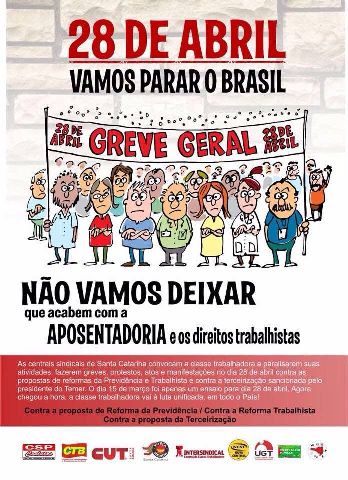 Greve Geral vai parar tudo no dia 28 de abril