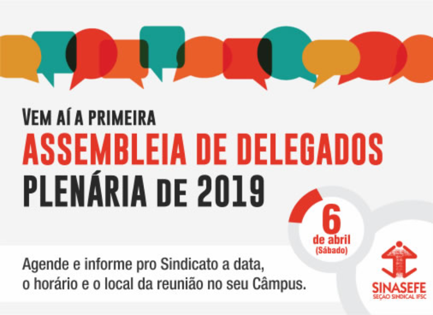 1ª Plenária de Delegados de 2019 será no início de abril
