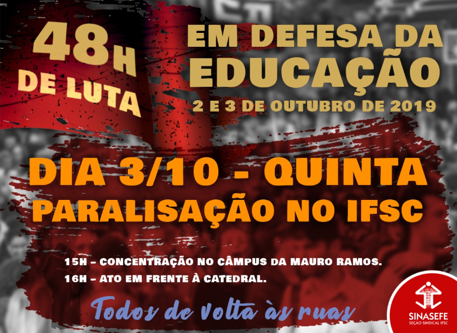 Assembleia confirma paralisação do IFSC no dia 3/10