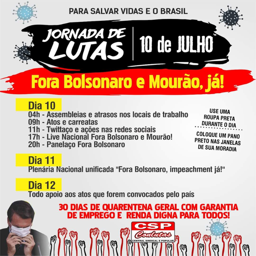 Jornada de Lutas pede Fora Bolsonaro, impeachment Já!