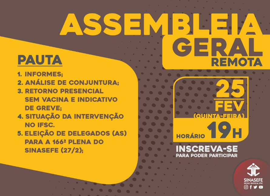 Assembleia Geral vai debater retorno sem vacina e greve