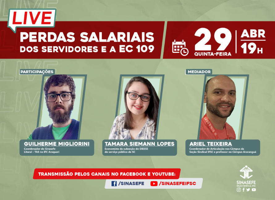 Perdas salariais dos servidores em debate no dia 29/4