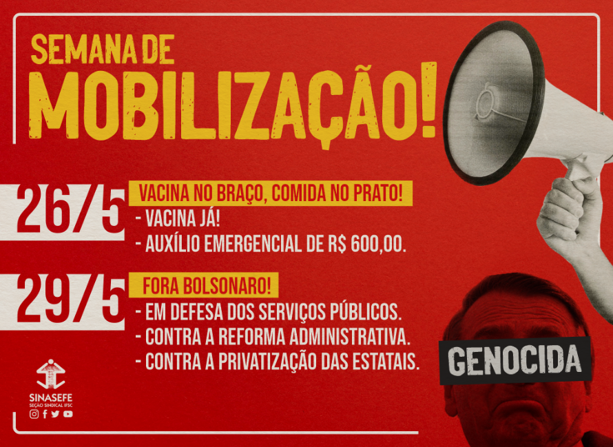 Centrais convocam atos para os dias 26 e 29 de maio