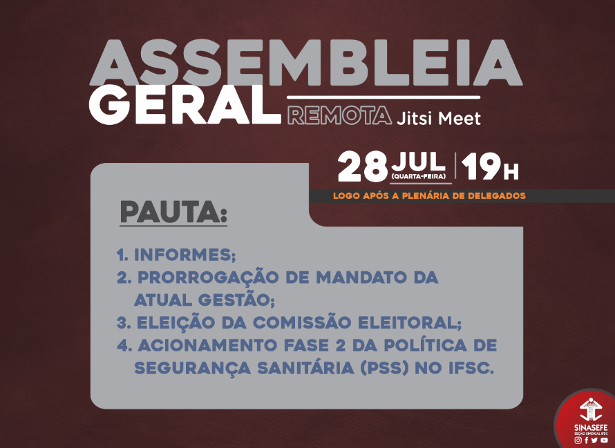 Assembleia do dia 28 vai discutir retorno presencial