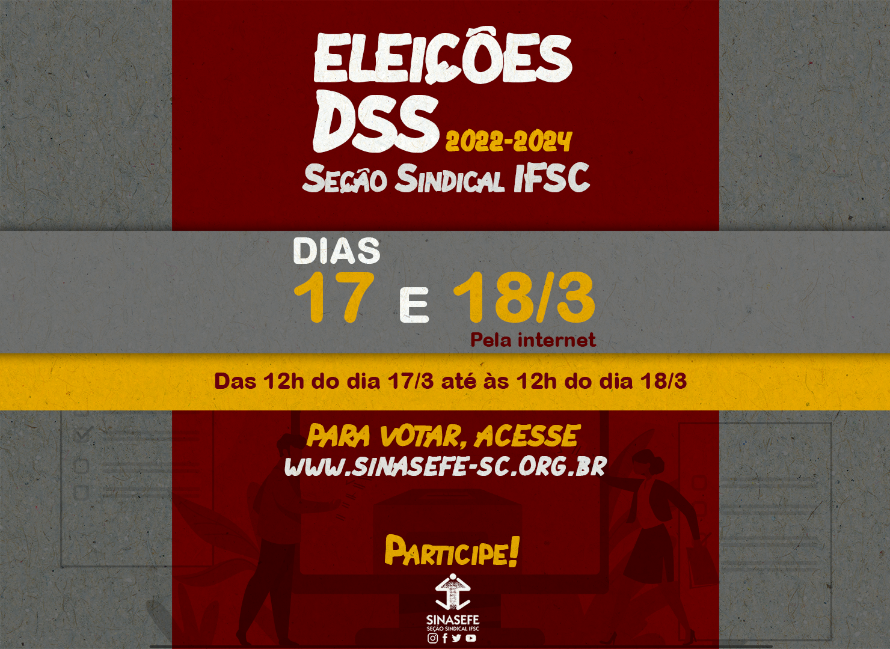 Dias 17 e 18/3 tem eleição no Sindicato. Participe!