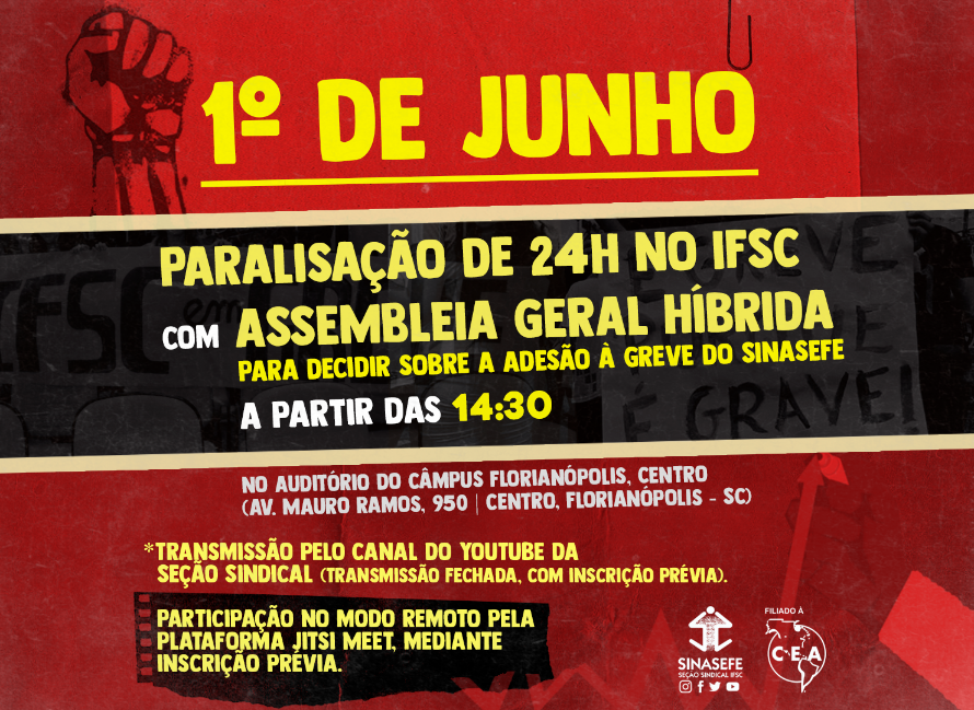 1º de junho é dia de paralisação e assembleia geral no IFSC