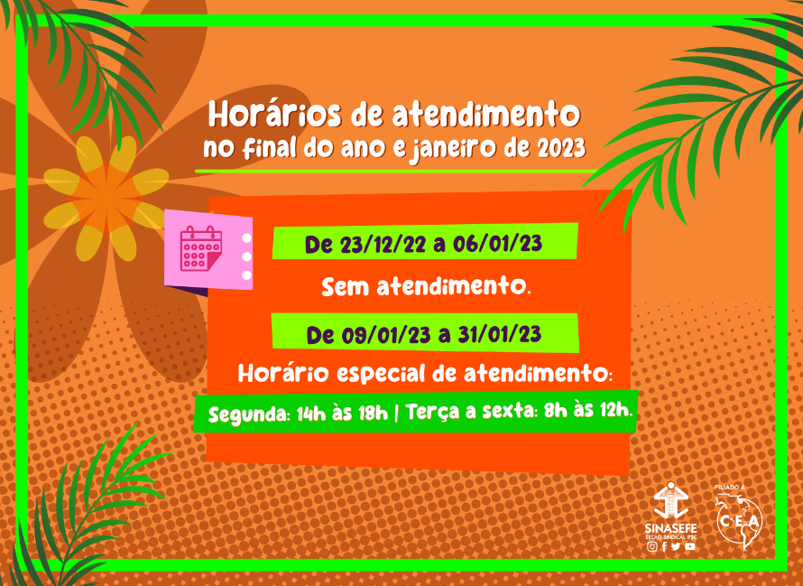 Atenção para o funcionamento do sindicato em janeiro