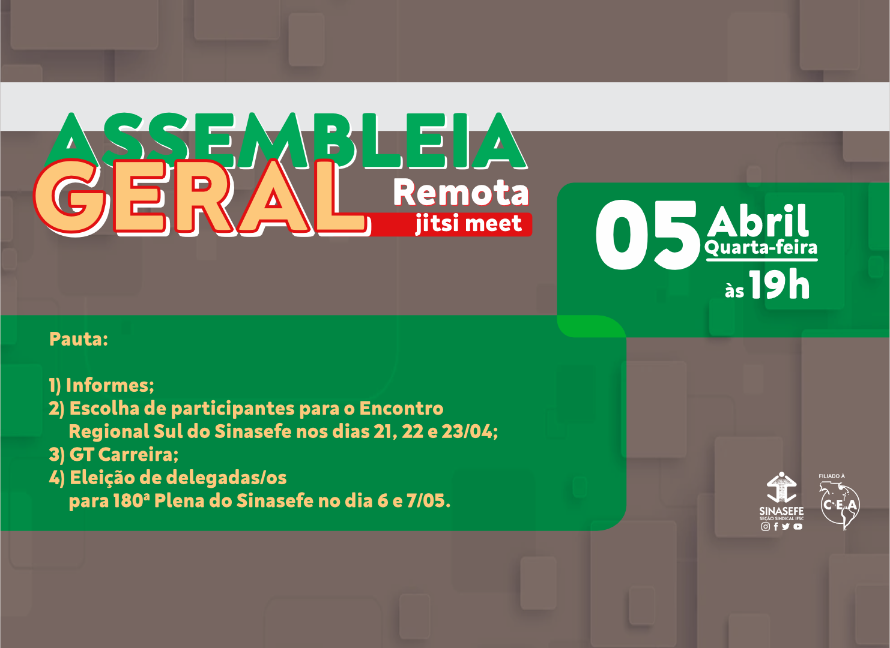 Seção realiza assembleia remota nesta quarta, às 19h