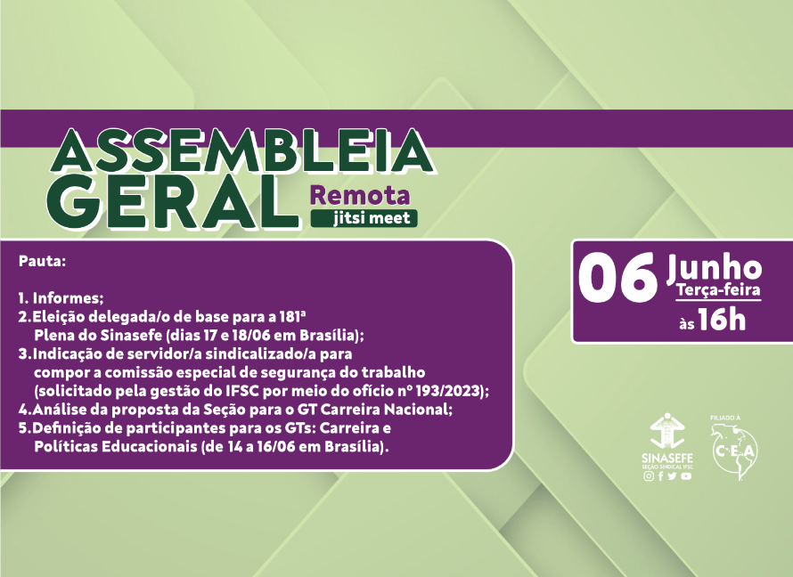 Seção realiza assembleia remota dia 6 de junho às 16h