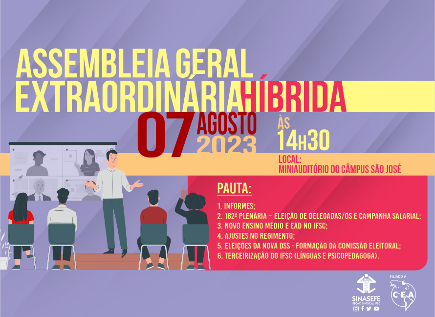 Seção realiza assembleia geral no próximo dia 7/8
