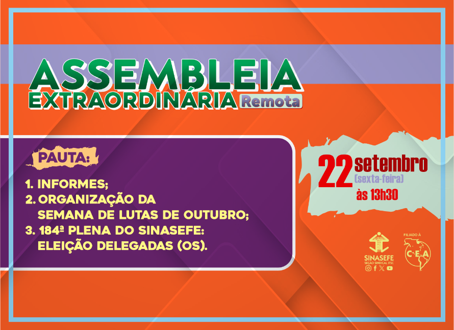 Seção realiza assembleia remota nesta sexta, dia 22/9