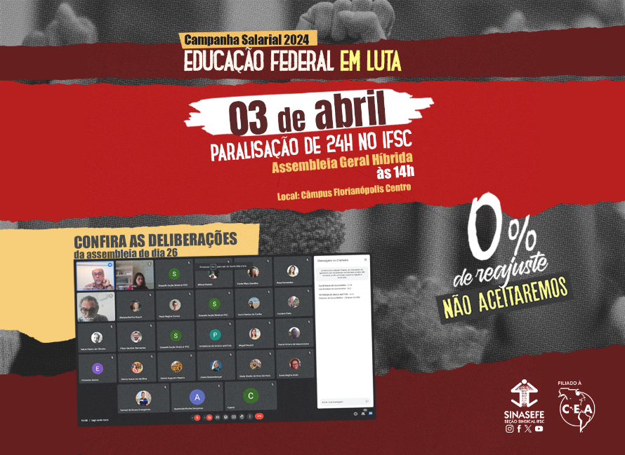 Assembleia aprova paralisação de 24 horas no dia 3 de abril