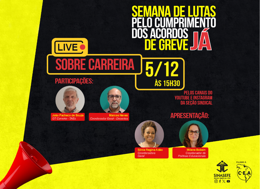 Semana de lutas na Seção IFSC terá live sobre carreira
