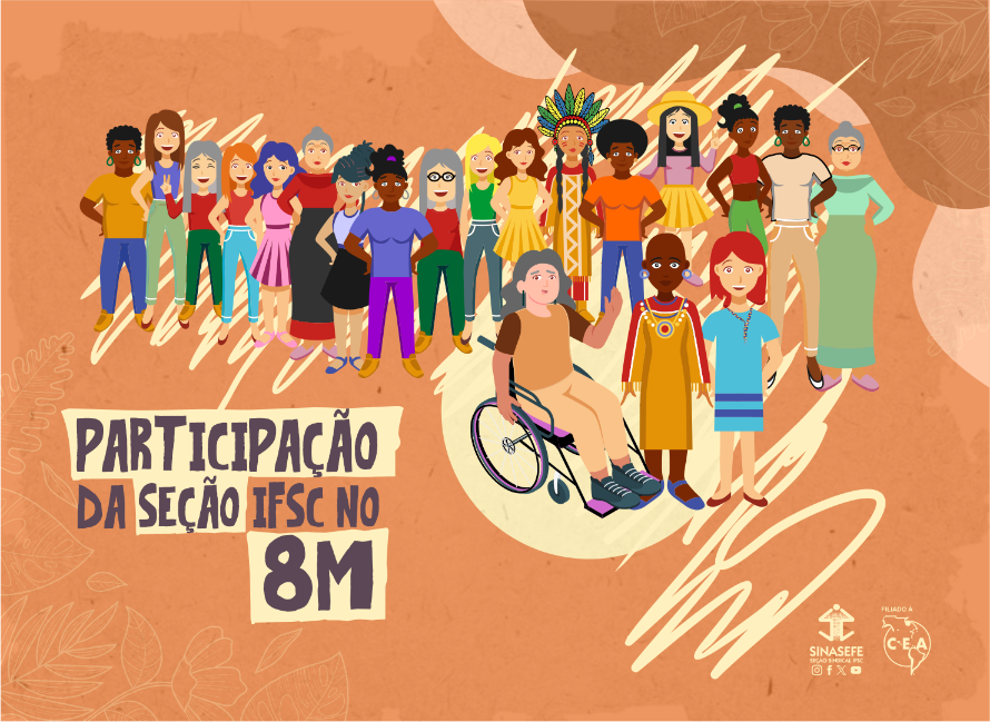 Mulheres do IFSC participam do 8M com apoio da Seção